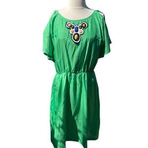 Miss Sixty M60 Green Cut Out Shoulder Embellished Dress Size 8
